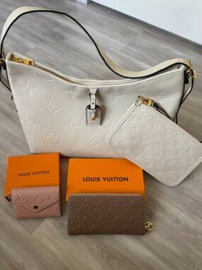 Designer Inspired LV Carryall PM Should Bag with two wallets and clutch